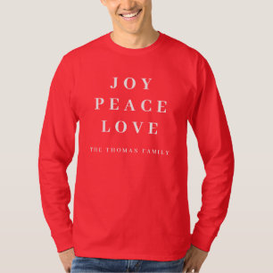 Red Joy Peace Liebe Minimaler Name der Weihnachtsf T-Shirt