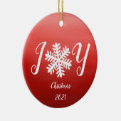 Red Joy Snowflake Keramik Ornament (Rechts)