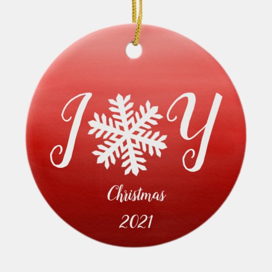 Red Joy Snowflake Keramik Ornament (Vorne)
