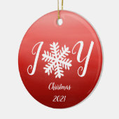 Red Joy Snowflake Keramik Ornament (Links)