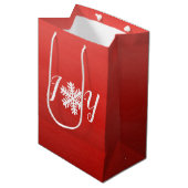 Red Joy Snowflake Medium Geschenktasche Mittlere Geschenktüte (Vorderseite Schrägansicht)
