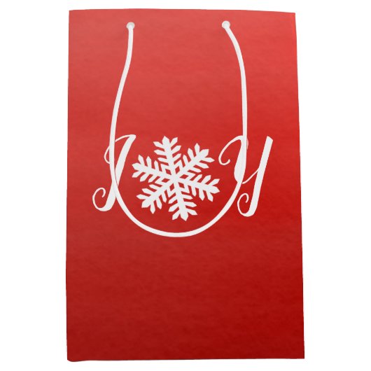 Red Joy Snowflake Medium Geschenktasche Mittlere Geschenktüte (Vorderseite)