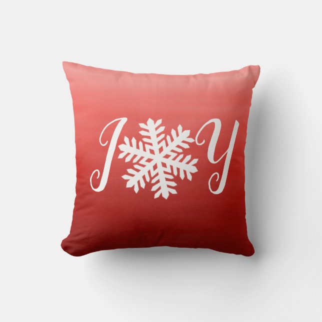 Red Joy Snowflake Throw Kissen (Vorderseite)