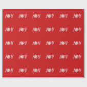 Red Joy Snowflake Wrapping Paper Geschenkpapier (Flach)