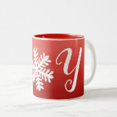 Red Joy Snowflake Zweifarbige Tasse (VorderseiteRechts)