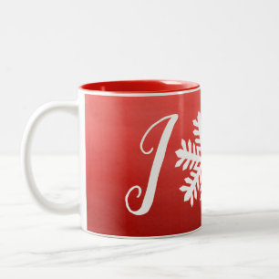 Red Joy Snowflake Zweifarbige Tasse