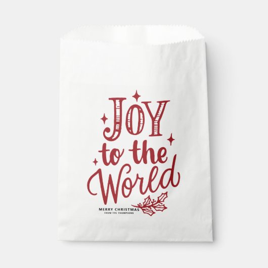 Red Joy to the World Christmas Lettering Geschenktütchen (Vorderseite)
