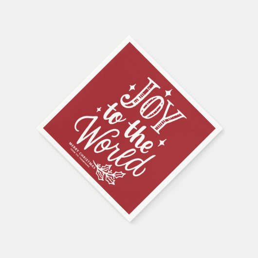 Red Joy to the World Lettering Christmas Serviette (Ecke)