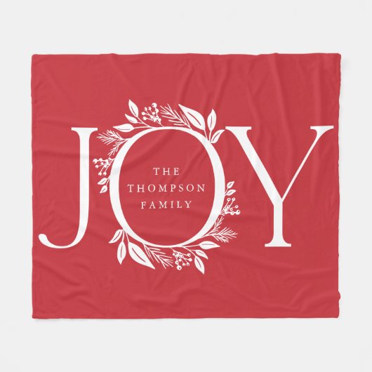Red Joy Wreath Holiday Weihnachtsgeschenk Dekorati Fleecedecke (Vorderseite (Horizontal))