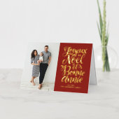 Red Joyeux Noël et Bonne Année Script Foto (Vorderseite)