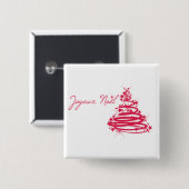 Red Joyeux Noël mit Weihnachtsbaum Button (Vorne & Hinten)