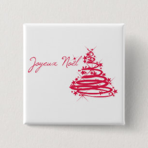 Red Joyeux Noël mit Weihnachtsbaum Button