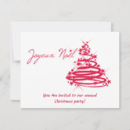 Red Joyeux Noël mit Weihnachtsbaum Einladung