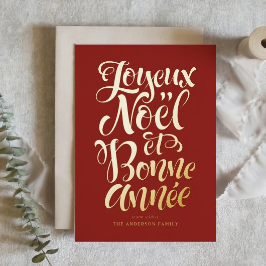 Red Joyeux Noël und Bonne Année Calligraphie