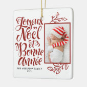Red Joyeux Noël und Bonne Année Foto Keramikornament (Links)