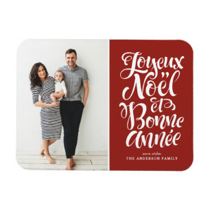 Red Joyeux Noël und Bonne Année Weihnachtsgebäck F Magnet