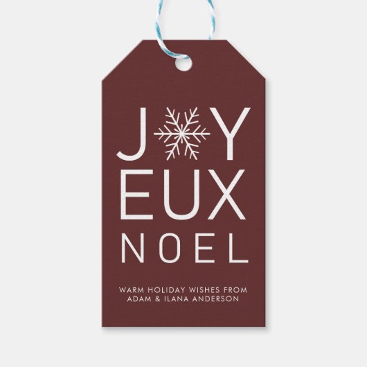 Red Joyeux Weihnachten Minimalistisch Holiday Gift Geschenkanhänger (Vorderseite)
