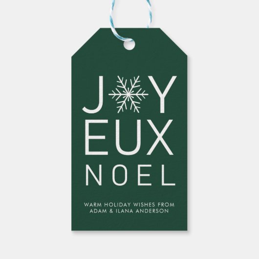 Red Joyeux Weihnachten Minimalistisch Holiday Gift Geschenkanhänger (Rückseite)