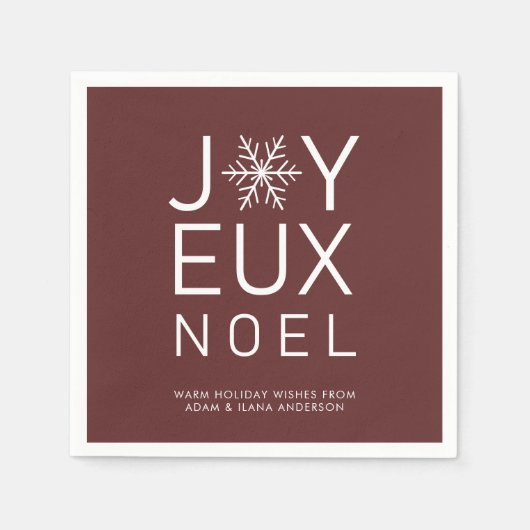 Red Joyeux Weihnachten Minimalistisch Holiday Pape Serviette (Vorderseite)