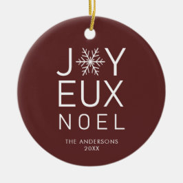 Red Joyeux Weihnachten Moderne Typografie Holiday Keramik Ornament