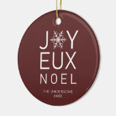 Red Joyeux Weihnachten Moderne Typografie Holiday Keramik Ornament (Links)