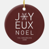 Red Joyeux Weihnachten Moderne Typografie Holiday Keramik Ornament (Hinten)