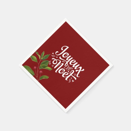 Red Joyeux Weihnachten Serviette (Ecke)