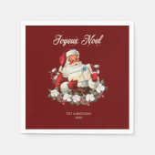 Red Joyeux Weihnachten Serviette (Vorderseite)