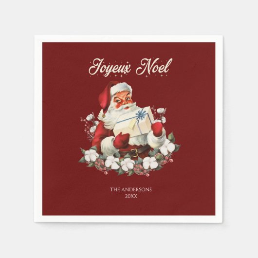 Red Joyeux Weihnachten Serviette (Vorderseite)