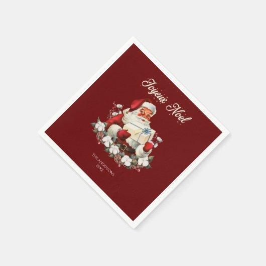 Red Joyeux Weihnachten Serviette (Ecke)