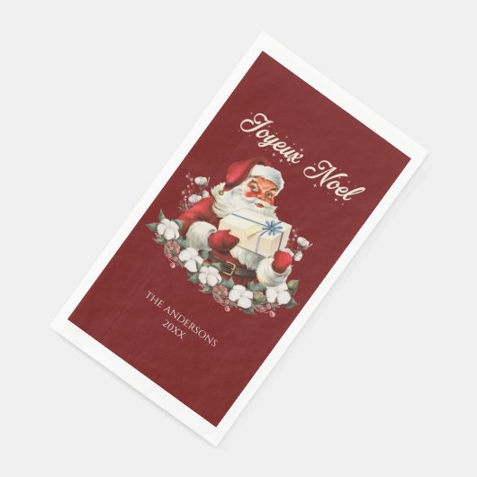 Red Joyeux Weihnachten Serviette (Ecke)