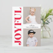 Red Joyful Modern Christmas Foto Feiertagskarte (Stehend Vorderseite)