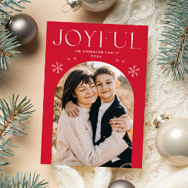 Red Joyful Snowflake Foto Feiertagskarte