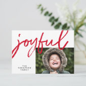 Red Joyful typography Modern Christmas Foto Karte (Stehend Vorderseite)