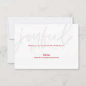 Red Joyful typography Modern Christmas Foto Karte (Rückseite)