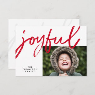 Red Joyful typography Modern Christmas Foto Karte