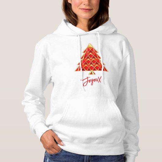 Red Joyoux Noel Christmas T-Shirt Hoodie (Vorderseite)