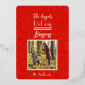 Red Joyoux Weihnachten Foto Weihnachtskarte Folieneinladung (Rückseite)