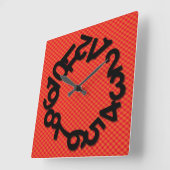 Red Jumble Quadratische Wanduhr (Winkel)