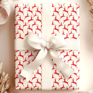 Red Jumping Deer Christmas Geschenkpapier