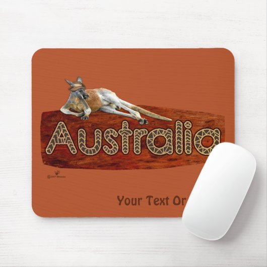 Red Kangaroo in Slouch Hat Mousepad (Mit Mouse)