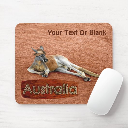 Red Kangaroo in Slouch Hat Mousepad (Mit Mouse)