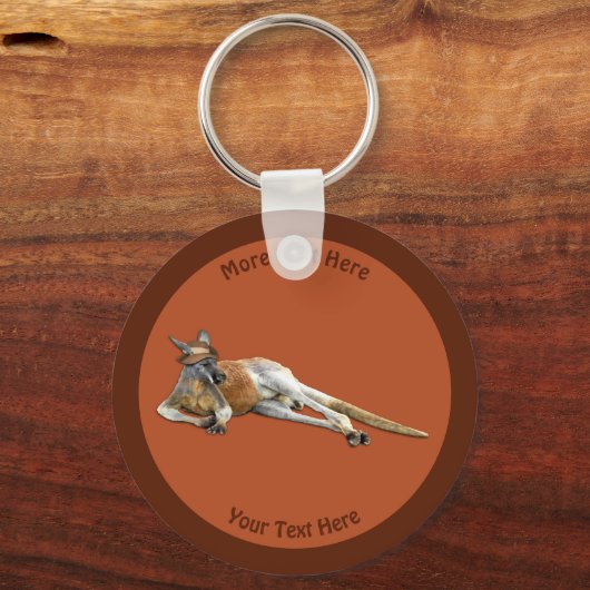 Red Kangaroo in Slouch Hat Schlüsselanhänger (Vorderseite)