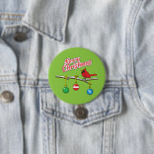 Red Kardinal auf Christmas Bare Branch - Merry Xma Button (Beispiel)