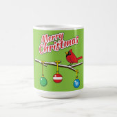 Red Kardinal auf Christmas Bare Branch - Merry Xma Kaffeetasse (Mittel)