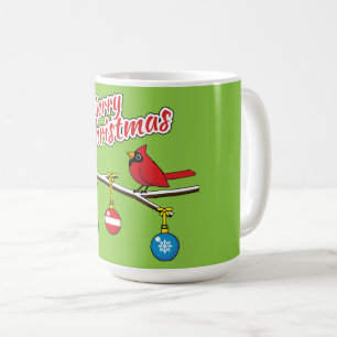 Red Kardinal auf Christmas Bare Branch - Merry Xma Kaffeetasse