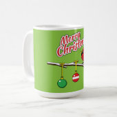 Red Kardinal auf Christmas Bare Branch - Merry Xma Kaffeetasse (Vorderseite Links)