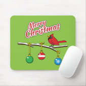 Red Kardinal auf Christmas Bare Branch - Merry Xma Mousepad (Mit Mouse)