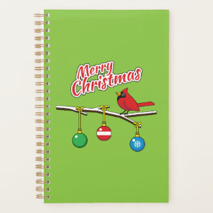 Red Kardinal auf Christmas Bare Branch - Merry Xma Planer