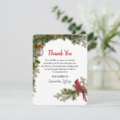 Red Kardinal Bereavement Vielen Dank Hinweis Dankeskarte (Stehend Vorderseite)